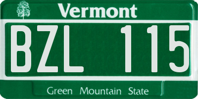 VT license plate BZL115