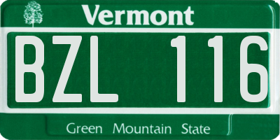 VT license plate BZL116