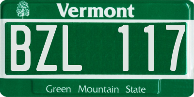 VT license plate BZL117