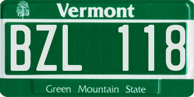 VT license plate BZL118