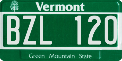 VT license plate BZL120