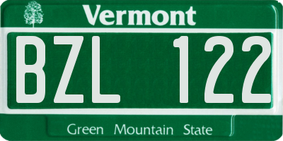 VT license plate BZL122