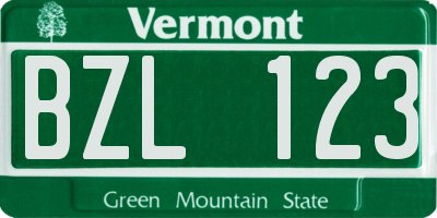 VT license plate BZL123
