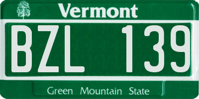 VT license plate BZL139