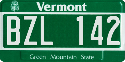 VT license plate BZL142