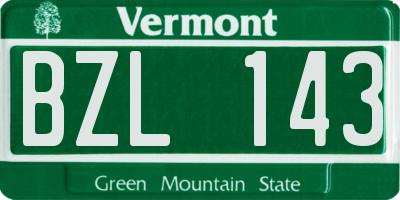 VT license plate BZL143