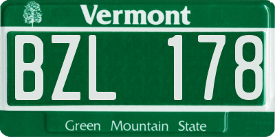 VT license plate BZL178