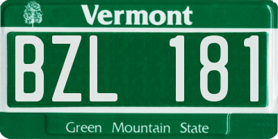 VT license plate BZL181