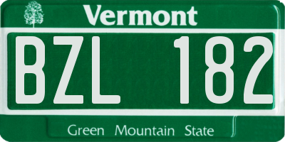 VT license plate BZL182