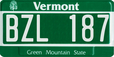 VT license plate BZL187