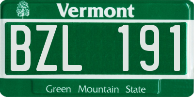 VT license plate BZL191