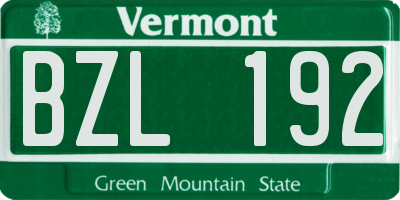 VT license plate BZL192