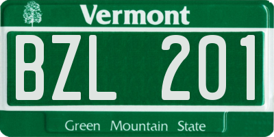 VT license plate BZL201