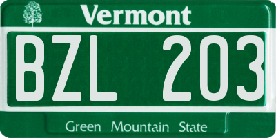 VT license plate BZL203