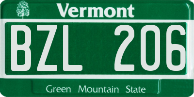 VT license plate BZL206