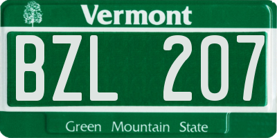 VT license plate BZL207
