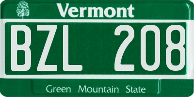 VT license plate BZL208