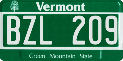 VT license plate BZL209