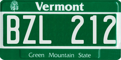 VT license plate BZL212
