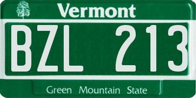VT license plate BZL213