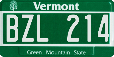 VT license plate BZL214