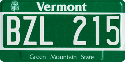 VT license plate BZL215