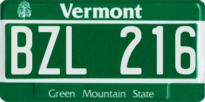 VT license plate BZL216