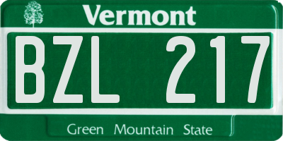 VT license plate BZL217