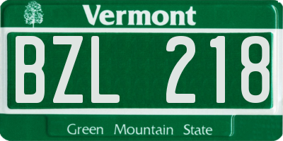 VT license plate BZL218