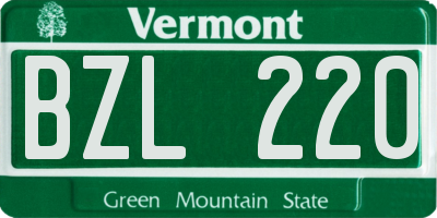 VT license plate BZL220
