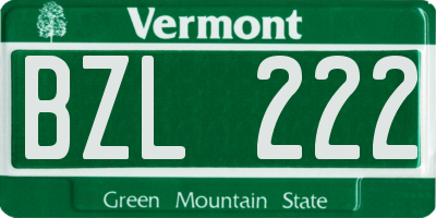 VT license plate BZL222
