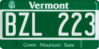 VT license plate BZL223
