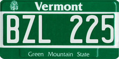 VT license plate BZL225