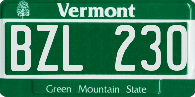 VT license plate BZL230