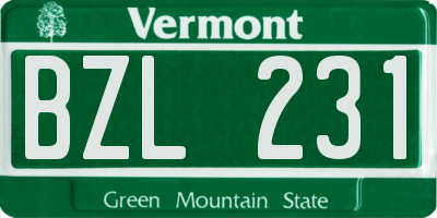 VT license plate BZL231