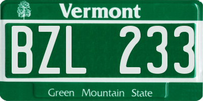 VT license plate BZL233