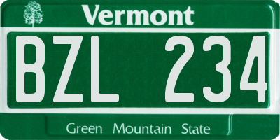 VT license plate BZL234