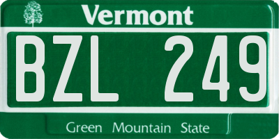 VT license plate BZL249