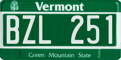 VT license plate BZL251