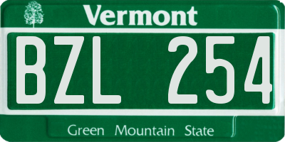 VT license plate BZL254