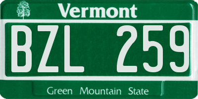 VT license plate BZL259
