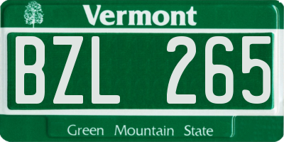 VT license plate BZL265