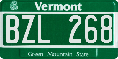 VT license plate BZL268