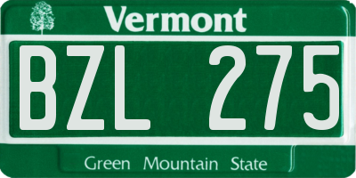 VT license plate BZL275