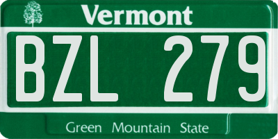 VT license plate BZL279