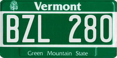 VT license plate BZL280