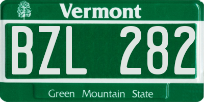 VT license plate BZL282