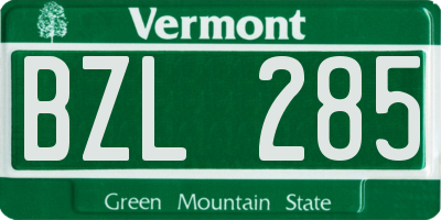 VT license plate BZL285