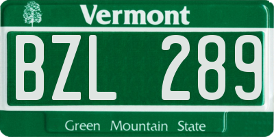 VT license plate BZL289
