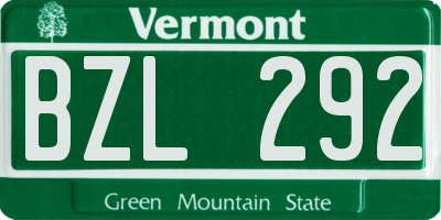 VT license plate BZL292